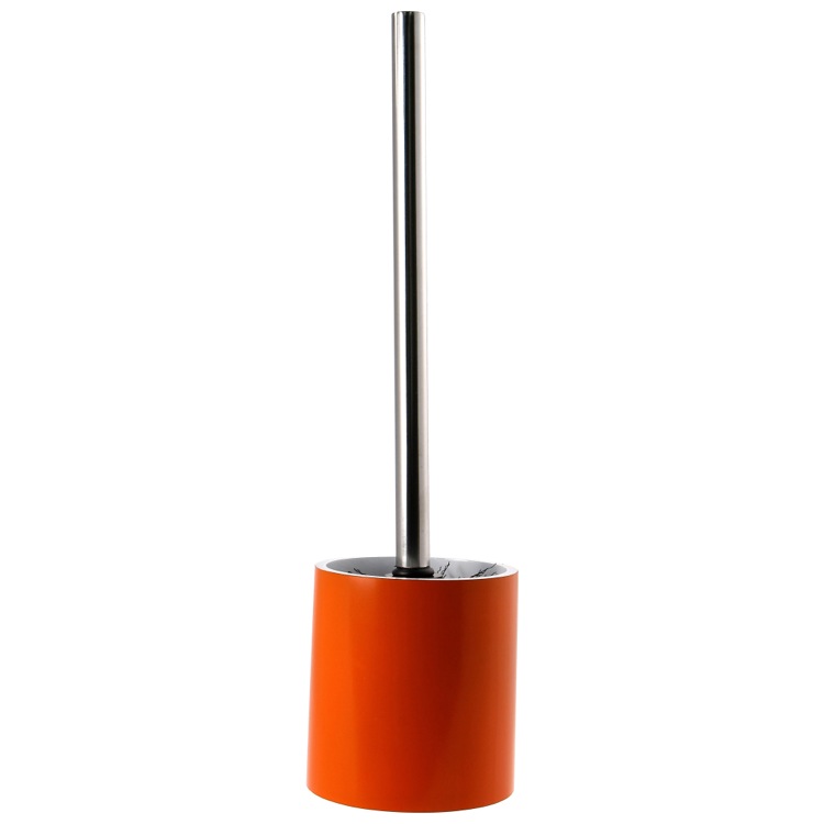 Gedy YU33-67 Steel and Orange Free Standing Round Toilet Brush Holder